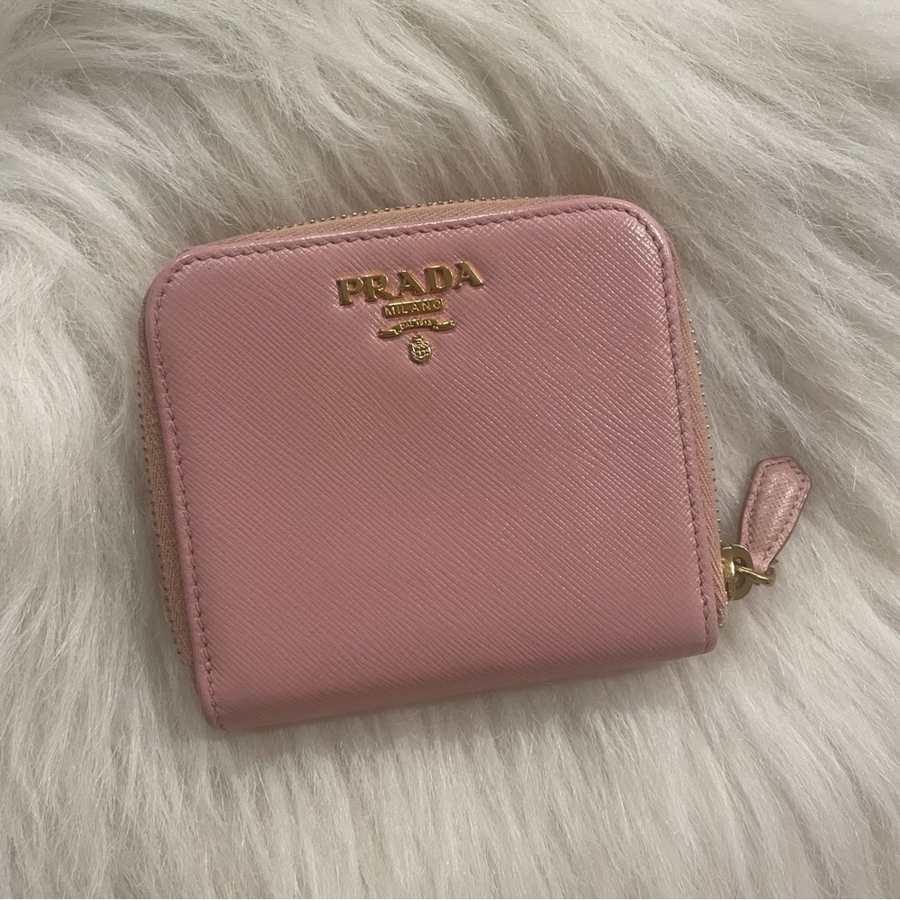 Authentic pink prada leather wallet